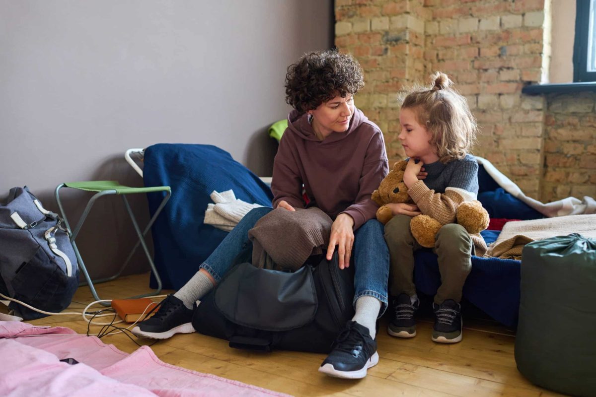 Volunteer with a child